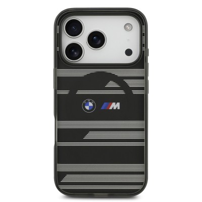 Apple iPhone 17 Pro Kılıf BMW Orjinal Lisanslı M-safe Şarj Özellikli Metal Kamera Butonlu Yatay Şeritli M Dizayn Kapak - 20