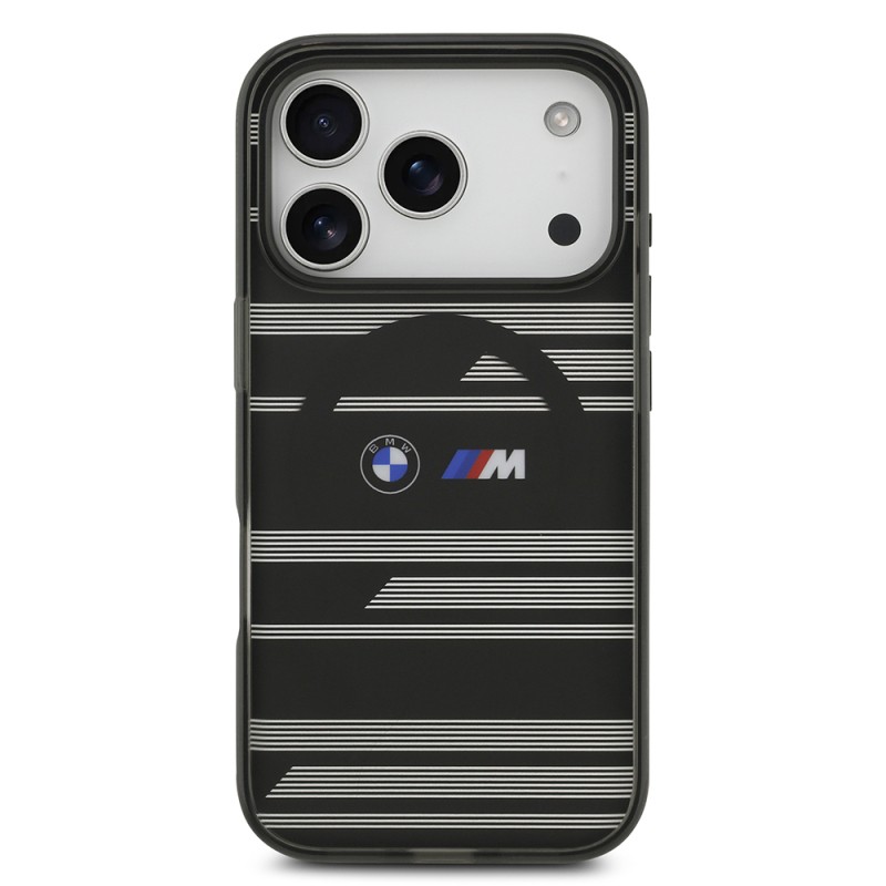 Apple iPhone 17 Pro Kılıf BMW Orjinal Lisanslı M-safe Şarj Özellikli Metal Kamera Butonlu Yatay Şeritli M Dizayn Kapak - 20
