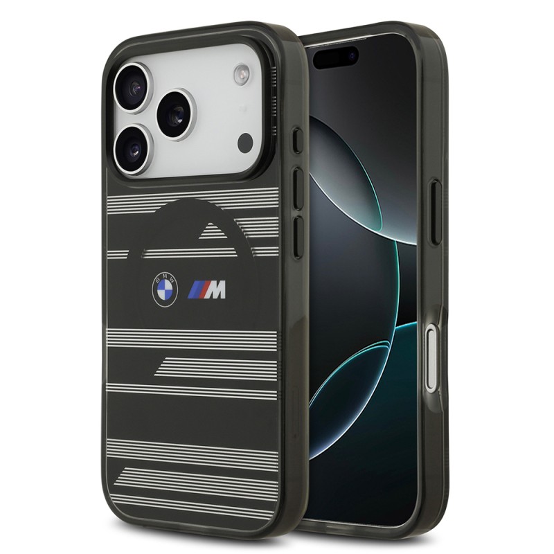 Apple iPhone 17 Pro Kılıf BMW Orjinal Lisanslı M-safe Şarj Özellikli Metal Kamera Butonlu Yatay Şeritli M Dizayn Kapak - 4