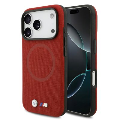 Apple iPhone 17 Pro Kılıf BMW Orjinal Lisanslı M-safe Şarj Özellikli Metal Logolu Delikli M Dizayn Deri Kapak - BMW