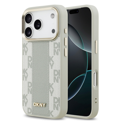 Apple iPhone 17 Pro Kılıf DKNY Orjinal Lisanslı M-safe Şarj Özellikli 3D Yazılı Checkered Pattern Kapak - DKNY