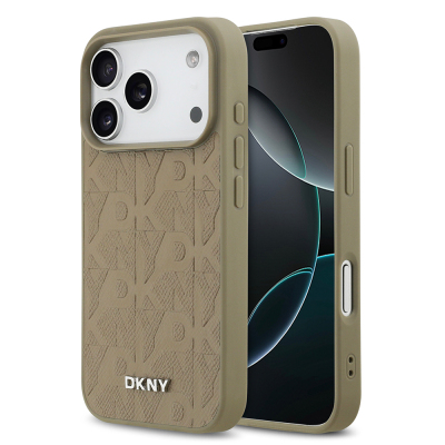 Apple iPhone 17 Pro Kılıf DKNY Orjinal Lisanslı M-safe Şarj Özellikli 3D Yazılı Grid Pattern Kapak - DKNY