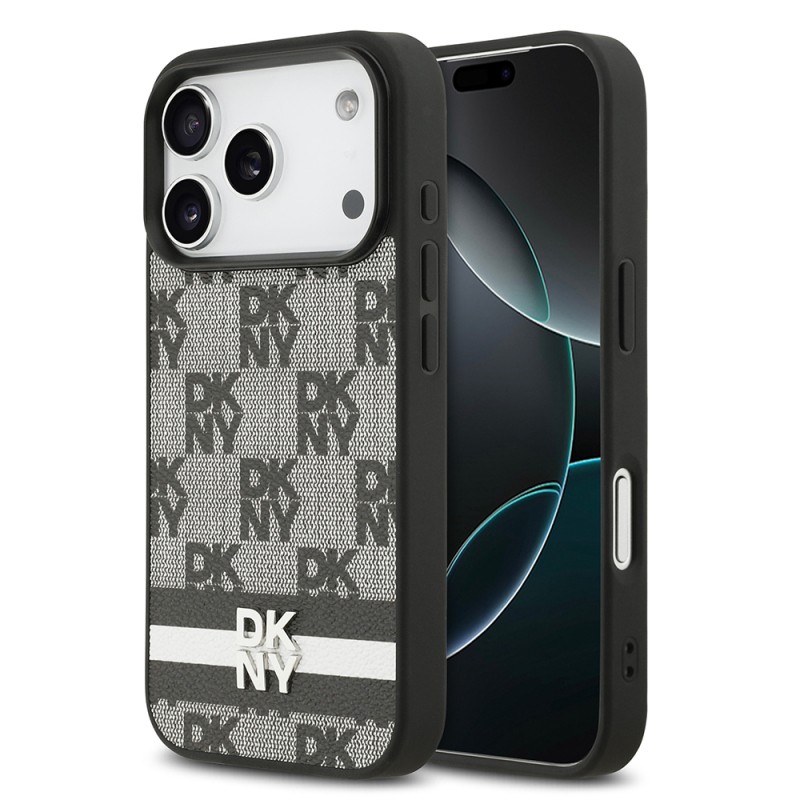Apple iPhone 17 Pro Kılıf DKNY Orjinal Lisanslı M-safe Şarj Özellikli 3D Yazılı Metal Logolu Kapak - 1