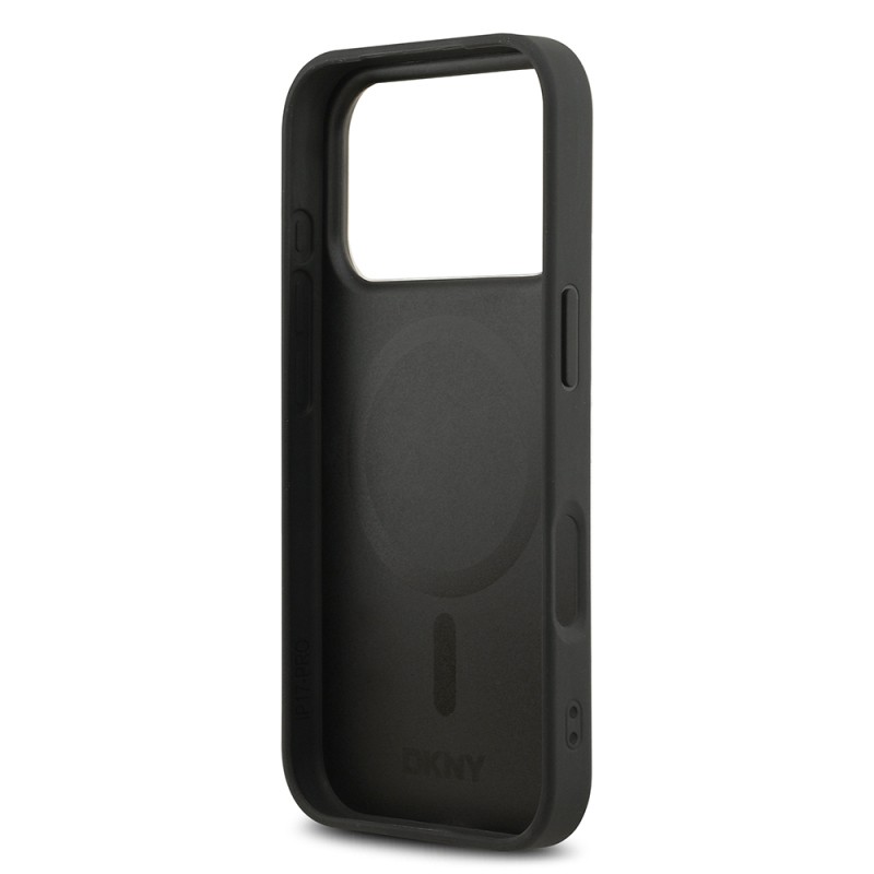 Apple iPhone 17 Pro Kılıf DKNY Orjinal Lisanslı M-safe Şarj Özellikli 3D Yazılı Metal Logolu Kapak - 8