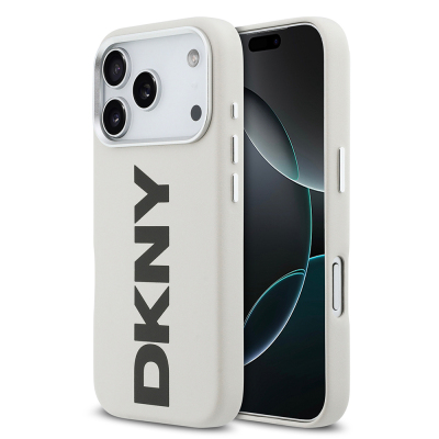 Apple iPhone 17 Pro Kılıf DKNY Orjinal Lisanslı M-safe Şarj Özellikli PU Büyük Dikey Logolu Kapak - DKNY