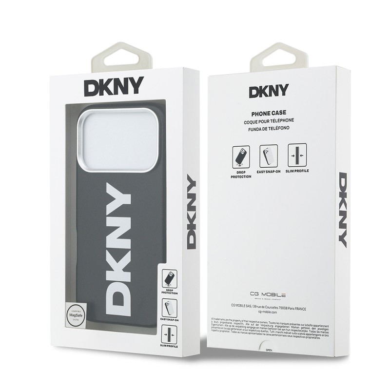 Apple iPhone 17 Pro Kılıf DKNY Orjinal Lisanslı M-safe Şarj Özellikli PU Büyük Dikey Logolu Kapak - 18