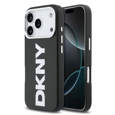 Apple iPhone 17 Pro Kılıf DKNY Orjinal Lisanslı M-safe Şarj Özellikli PU Büyük Dikey Logolu Kapak - 3