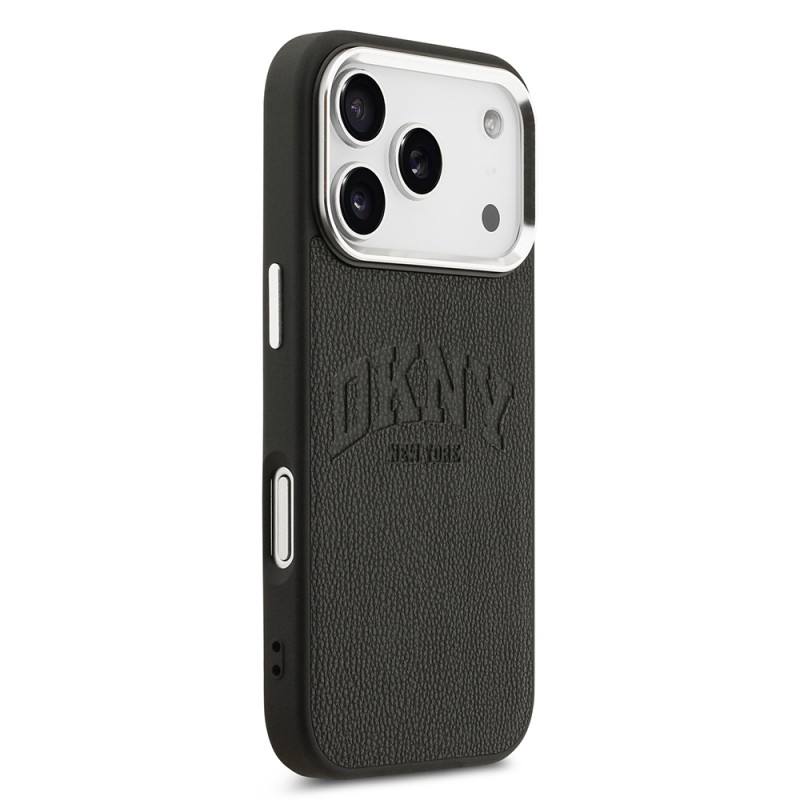 Apple iPhone 17 Pro Kılıf DKNY Orjinal Lisanslı M-safe Şarj Özellikli PU Deri Kabartmalı Kapak - 6