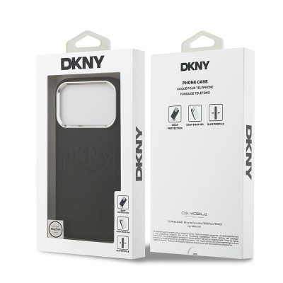 Apple iPhone 17 Pro Kılıf DKNY Orjinal Lisanslı M-safe Şarj Özellikli PU Deri Kabartmalı Kapak - 10