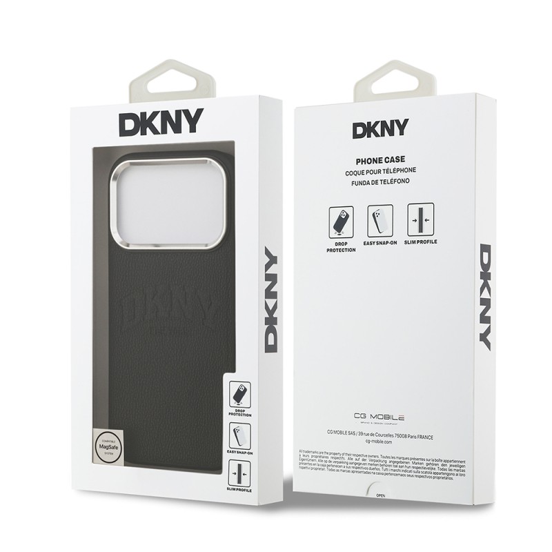 Apple iPhone 17 Pro Kılıf DKNY Orjinal Lisanslı M-safe Şarj Özellikli PU Deri Kabartmalı Kapak - 10