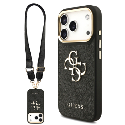 Apple iPhone 17 Pro Kılıf Guess Orjinal Lisanslı 4G Büyük Metal Logolu Kalın Askılı Kapak - Guess