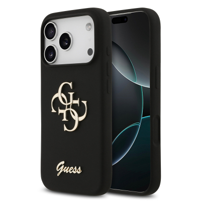 Apple iPhone 17 Pro Kılıf Guess Orjinal Lisanslı Grained Yazı Logolu Kapak - Guess
