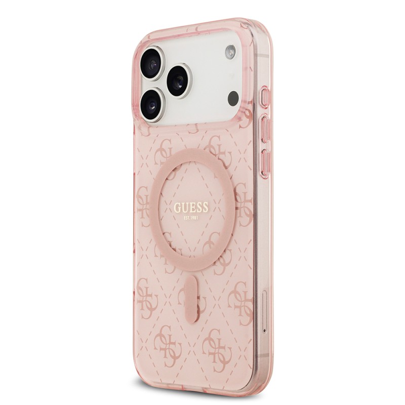 Apple iPhone 17 Pro Kılıf Guess Orjinal Lisanslı M-safe Şarj Özellikli IML Baskılı Klasik Logolu 4G Desenli Kapak - 4