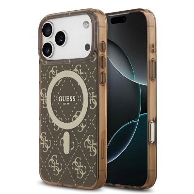 Apple iPhone 17 Pro Kılıf Guess Orjinal Lisanslı M-safe Şarj Özellikli IML Baskılı Klasik Logolu 4G Desenli Kapak - 3