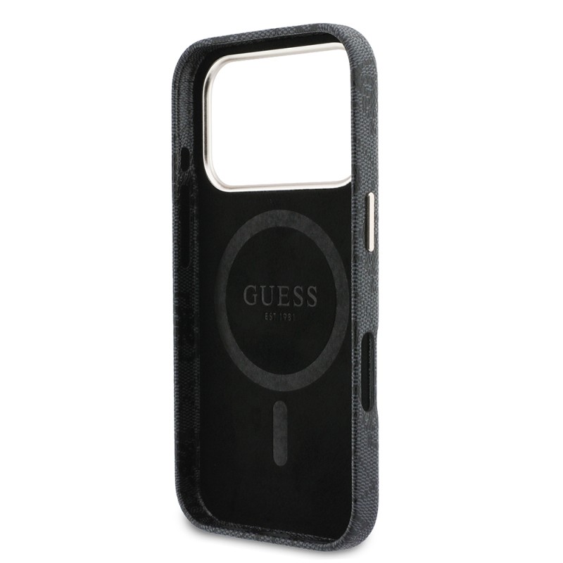 Apple iPhone 17 Pro Kılıf Guess Orjinal Lisanslı M-safe Şarj Özellikli Script Yazı Logolu 4G Desenli Kapak - 7
