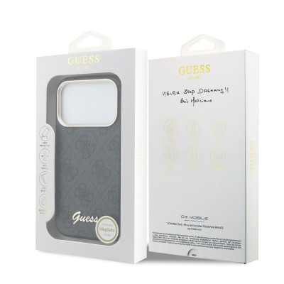 Apple iPhone 17 Pro Kılıf Guess Orjinal Lisanslı M-safe Şarj Özellikli Script Yazı Logolu 4G Desenli Kapak - 8
