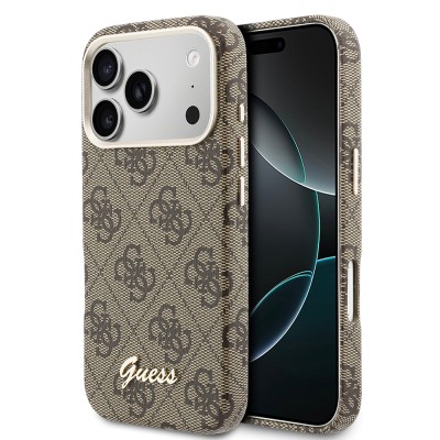 Apple iPhone 17 Pro Kılıf Guess Orjinal Lisanslı M-safe Şarj Özellikli Script Yazı Logolu 4G Desenli Kapak - 9