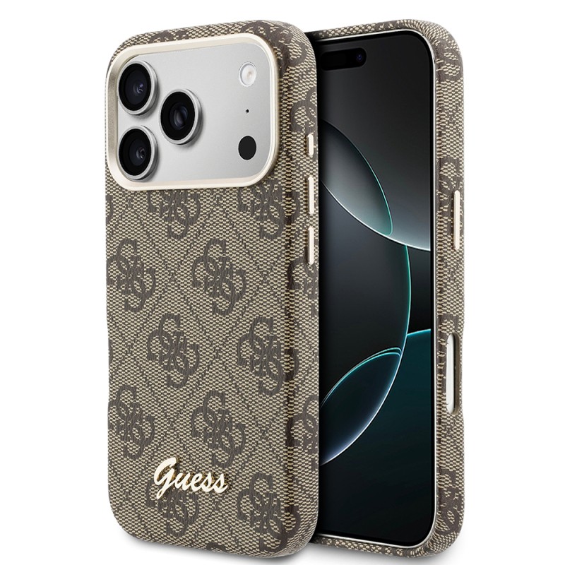 Apple iPhone 17 Pro Kılıf Guess Orjinal Lisanslı M-safe Şarj Özellikli Script Yazı Logolu 4G Desenli Kapak - 9