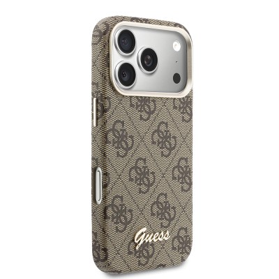 Apple iPhone 17 Pro Kılıf Guess Orjinal Lisanslı M-safe Şarj Özellikli Script Yazı Logolu 4G Desenli Kapak - 12