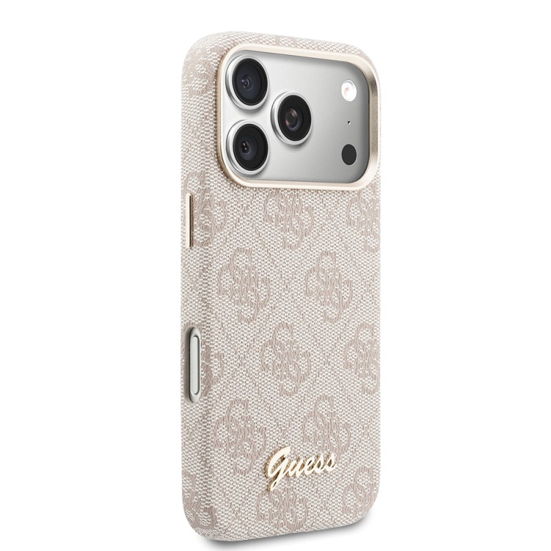 Apple iPhone 17 Pro Kılıf Guess Orjinal Lisanslı M-safe Şarj Özellikli Script Yazı Logolu 4G Desenli Kapak - 20