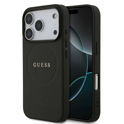 Apple iPhone 17 Pro Kılıf Guess Orjinal Lisanslı M-safe Şarj Özellikli Yazı Logolu PU Deri Kapak - Guess