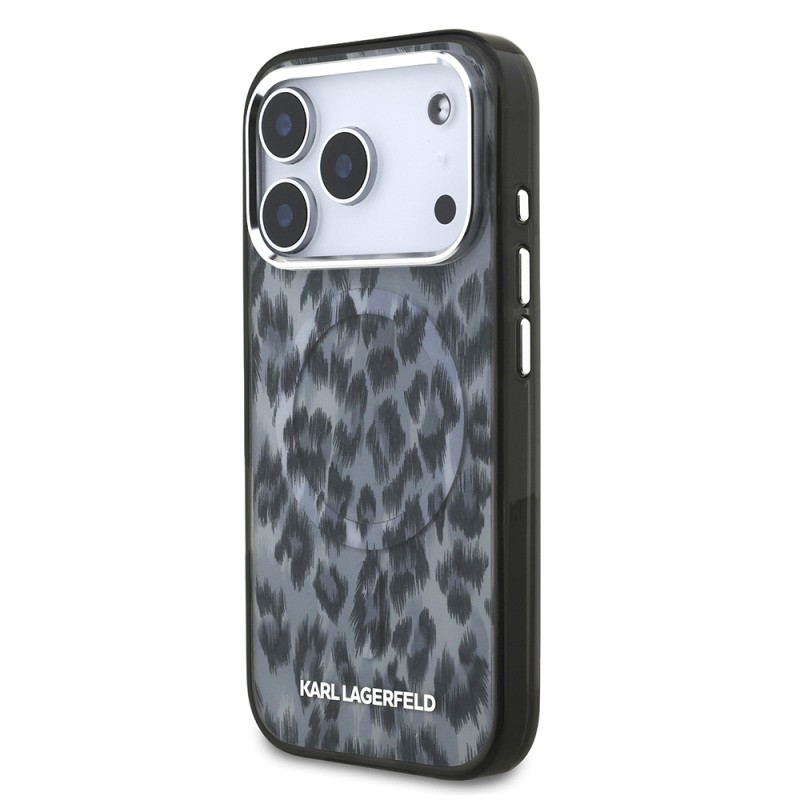 Apple iPhone 17 Pro Kılıf Karl Lagerfeld Orjinal Lisanslı M-safe Şarj Özellikli IML Leopar Baskılı Kapak - 10