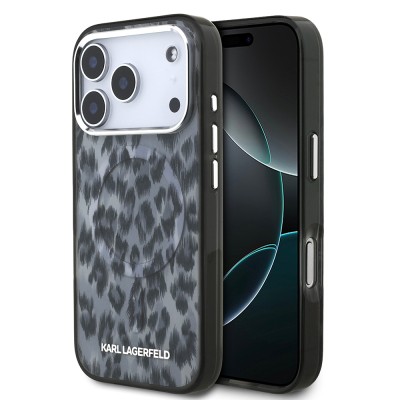 Apple iPhone 17 Pro Kılıf Karl Lagerfeld Orjinal Lisanslı M-safe Şarj Özellikli IML Leopar Baskılı Kapak - 3