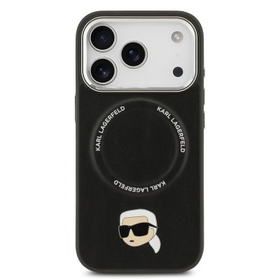 Apple iPhone 17 Pro Kılıf Karl Lagerfeld Orjinal Lisanslı M-safe Şarj Özellikli Metal Kamera ve Buton Tasarımlı Karl PU Deri Kapak - 4