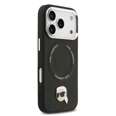 Apple iPhone 17 Pro Kılıf Karl Lagerfeld Orjinal Lisanslı M-safe Şarj Özellikli Metal Kamera ve Buton Tasarımlı Karl PU Deri Kapak - 5