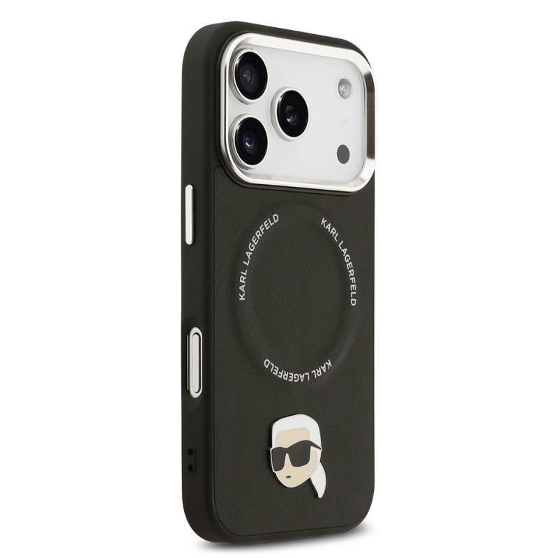 Apple iPhone 17 Pro Kılıf Karl Lagerfeld Orjinal Lisanslı M-safe Şarj Özellikli Metal Kamera ve Buton Tasarımlı Karl PU Deri Kapak - 5