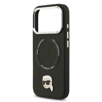 Apple iPhone 17 Pro Kılıf Karl Lagerfeld Orjinal Lisanslı M-safe Şarj Özellikli Metal Kamera ve Buton Tasarımlı Karl PU Deri Kapak - 7