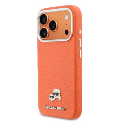 Apple iPhone 17 Pro Kılıf Karl Lagerfeld Orjinal Lisanslı M-safe Şarj Özellikli Metal Kamera ve Buton Tasarımlı K&C Head Logolu PU Deri Kapak - 2