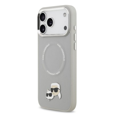 Apple iPhone 17 Pro Kılıf Karl Lagerfeld Orjinal Lisanslı M-safe Şarj Özellikli Metal Kamera ve Buton Tasarımlı K&C PU Deri Kapak - 17