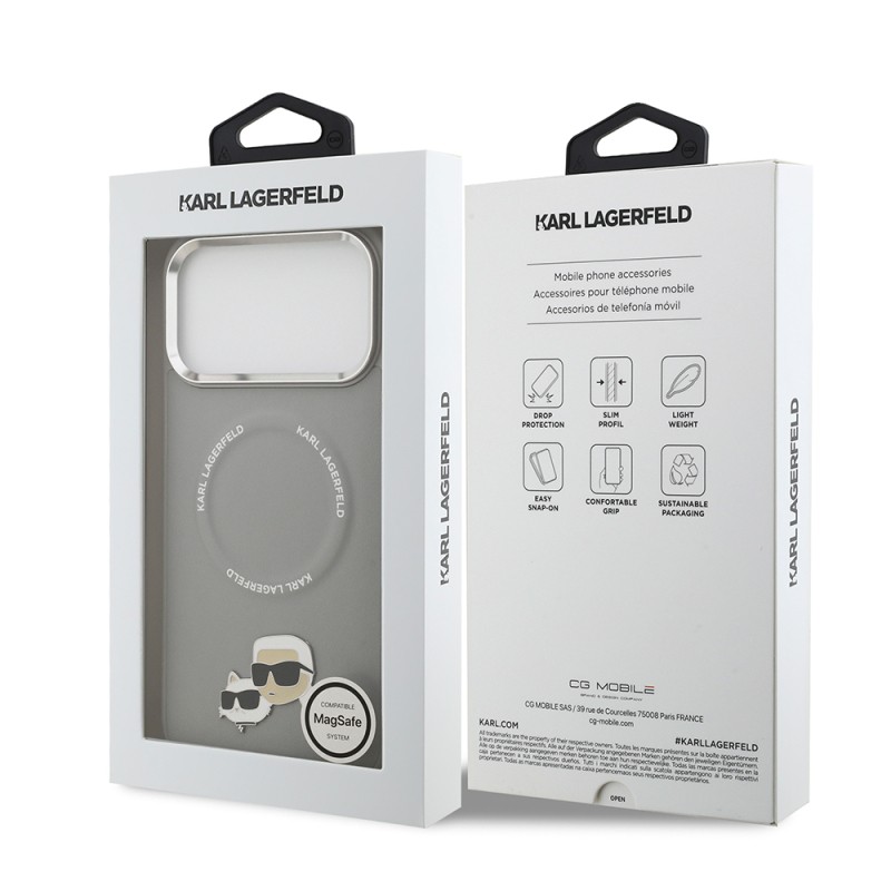 Apple iPhone 17 Pro Kılıf Karl Lagerfeld Orjinal Lisanslı M-safe Şarj Özellikli Metal Kamera ve Buton Tasarımlı K&C PU Deri Kapak - 25