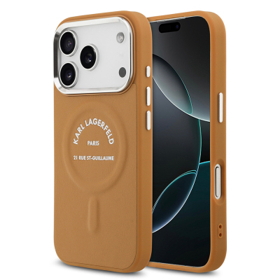 Apple iPhone 17 Pro Kılıf Karl Lagerfeld Orjinal Lisanslı M-safe Şarj Özellikli Metal Kamera ve Buton Tasarımlı Paris RSG PU Deri Kapak - Karl Lagerfeld