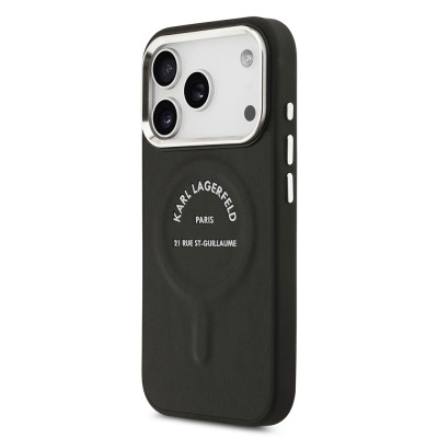 Apple iPhone 17 Pro Kılıf Karl Lagerfeld Orjinal Lisanslı M-safe Şarj Özellikli Metal Kamera ve Buton Tasarımlı Paris RSG PU Deri Kapak - 10