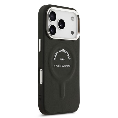Apple iPhone 17 Pro Kılıf Karl Lagerfeld Orjinal Lisanslı M-safe Şarj Özellikli Metal Kamera ve Buton Tasarımlı Paris RSG PU Deri Kapak - 12