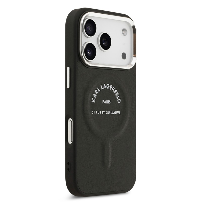 Apple iPhone 17 Pro Kılıf Karl Lagerfeld Orjinal Lisanslı M-safe Şarj Özellikli Metal Kamera ve Buton Tasarımlı Paris RSG PU Deri Kapak - 12