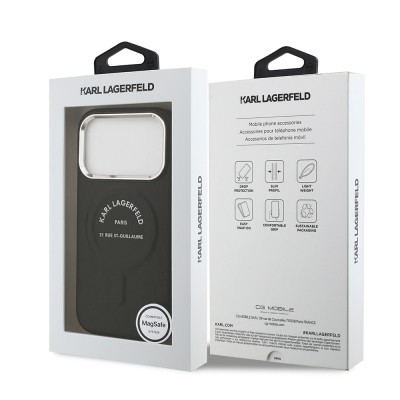 Apple iPhone 17 Pro Kılıf Karl Lagerfeld Orjinal Lisanslı M-safe Şarj Özellikli Metal Kamera ve Buton Tasarımlı Paris RSG PU Deri Kapak - 17