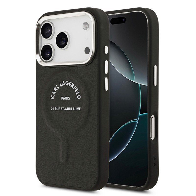 Apple iPhone 17 Pro Kılıf Karl Lagerfeld Orjinal Lisanslı M-safe Şarj Özellikli Metal Kamera ve Buton Tasarımlı Paris RSG PU Deri Kapak - 3