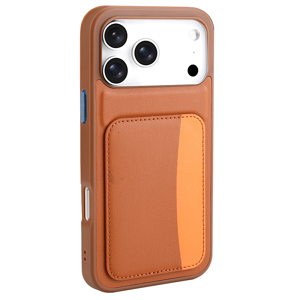 iPhone 17 Pro Kılıf Kartlıklı Zore X-Kart Silikon Kapak - Kahverengi