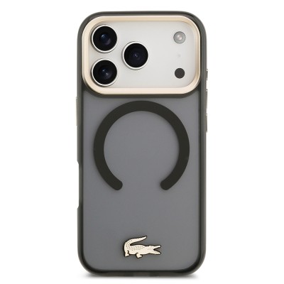 Apple iPhone 17 Pro Kılıf Lacoste Orjinal Lisanslı M-safe Şarj Özellikli Gold Timsah Logolu Buzlu Kapak - 6