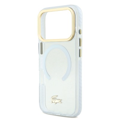 Apple iPhone 17 Pro Kılıf Lacoste Orjinal Lisanslı M-safe Şarj Özellikli Gold Timsah Logolu Buzlu Kapak - 23