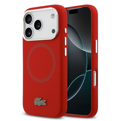 Apple iPhone 17 Pro Kılıf Lacoste Orjinal Lisanslı M-safe Şarj Özellikli İkonik Logolu Metal Kamera Çerçeveli Silikon Kapak - 2