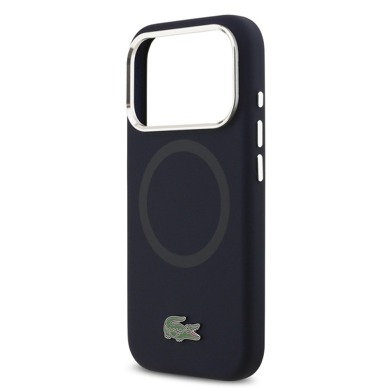 Apple iPhone 17 Pro Kılıf Lacoste Orjinal Lisanslı M-safe Şarj Özellikli İkonik Logolu Metal Kamera Çerçeveli Silikon Kapak - 16