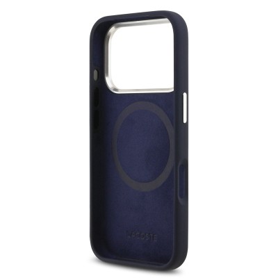 Apple iPhone 17 Pro Kılıf Lacoste Orjinal Lisanslı M-safe Şarj Özellikli İkonik Logolu Metal Kamera Çerçeveli Silikon Kapak - 17