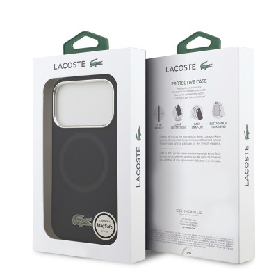 Apple iPhone 17 Pro Kılıf Lacoste Orjinal Lisanslı M-safe Şarj Özellikli İkonik Logolu Metal Kamera Çerçeveli Silikon Kapak - 32