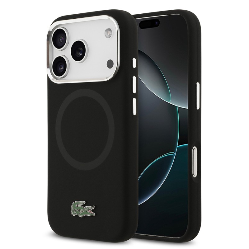 Apple iPhone 17 Pro Kılıf Lacoste Orjinal Lisanslı M-safe Şarj Özellikli İkonik Logolu Metal Kamera Çerçeveli Silikon Kapak - 5