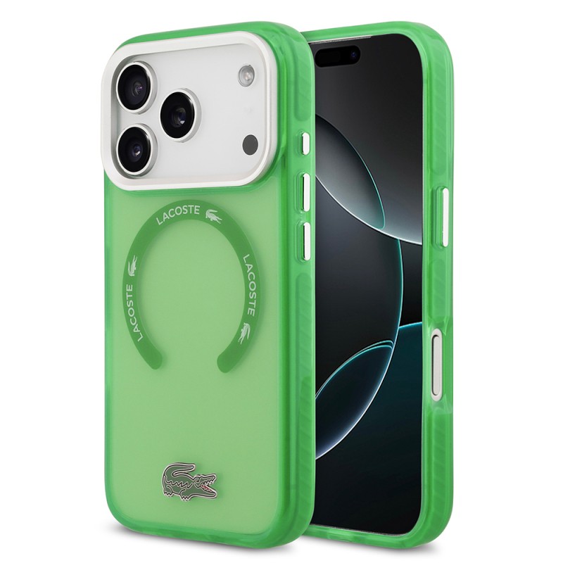 Apple iPhone 17 Pro Kılıf Lacoste Orjinal Lisanslı M-safe Şarj Özellikli İkonik Timsah Logolu Buzlu Kapak - 1