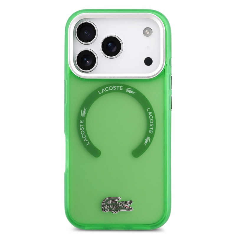 Apple iPhone 17 Pro Kılıf Lacoste Orjinal Lisanslı M-safe Şarj Özellikli İkonik Timsah Logolu Buzlu Kapak - 6